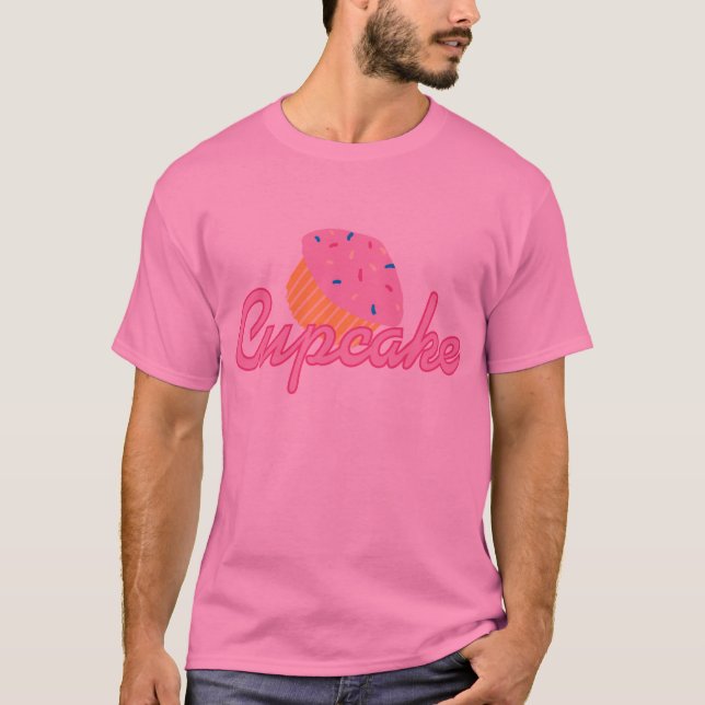 T-shirts Cupcake cor-de-rosa (Frente)