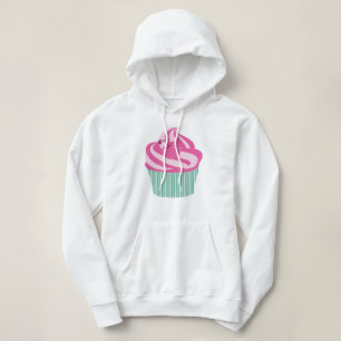 T-shirts Cupcake cor-de-rosa da cereja com listras verdes