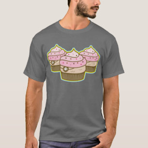 T-shirts cupcake cor-de-rosa do pirata