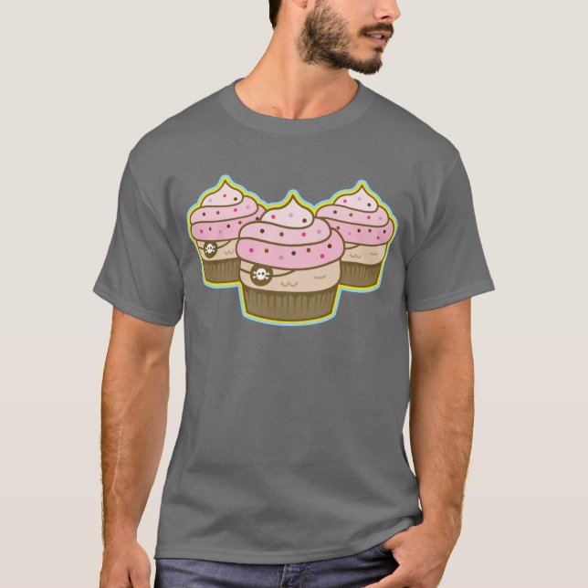 T-shirts cupcake cor-de-rosa do pirata (Frente)