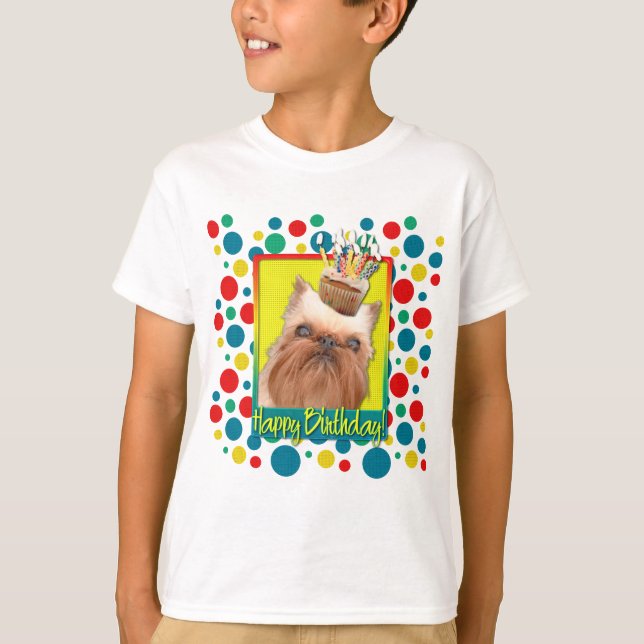 T-shirts Cupcake de aniversário - Bruxelas Griffon (Frente)