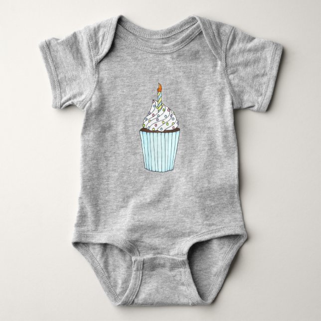 T-shirts Cupcake de Bolo Feliz de Aniversário Sprinkles (Frente)