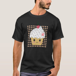 T-shirts Cupcake de Kawaii nas bolinhas