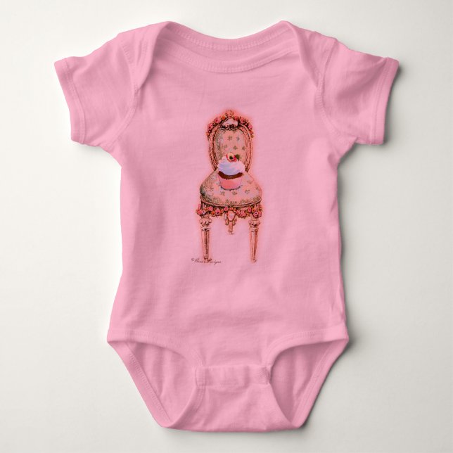 T-shirts Cupcake Rosa, Cadeira Vitoriana, Bebê (Frente)
