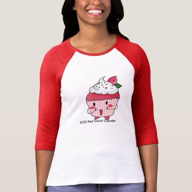 T-shirts Cupcake vermelho de veludo de EDO (Frente)