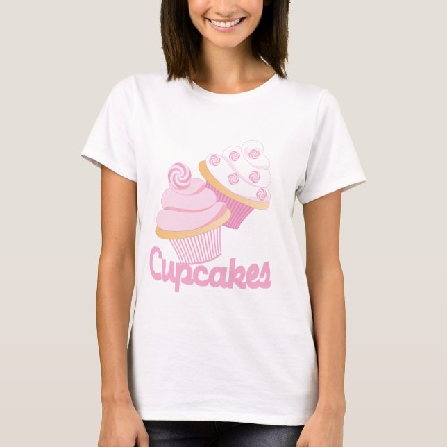T-shirts Cupcakes de doces cor-de-rosa legal (Frente)