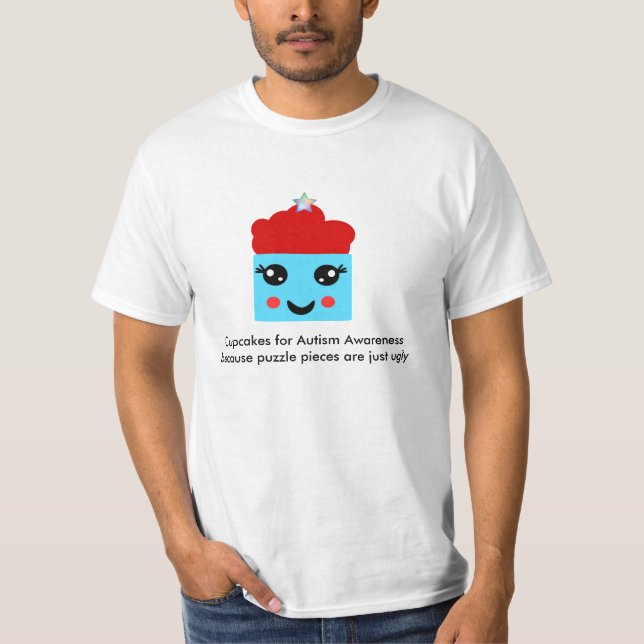 T-shirts Cupcakes para a consciência do autismo (Frente)