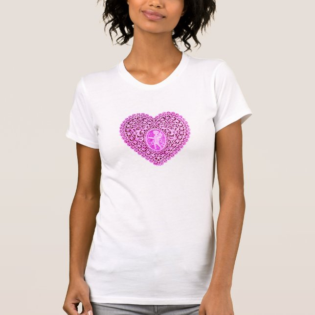 T-shirts CUPID LACE HEART, Violeta Rosa (Frente)