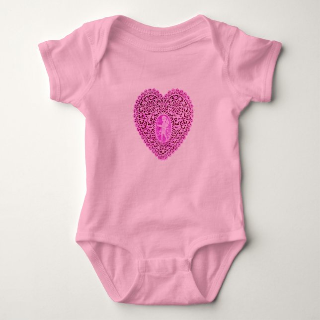 T-shirts CUPID LACE HEART, Violeta Rosa (Frente)