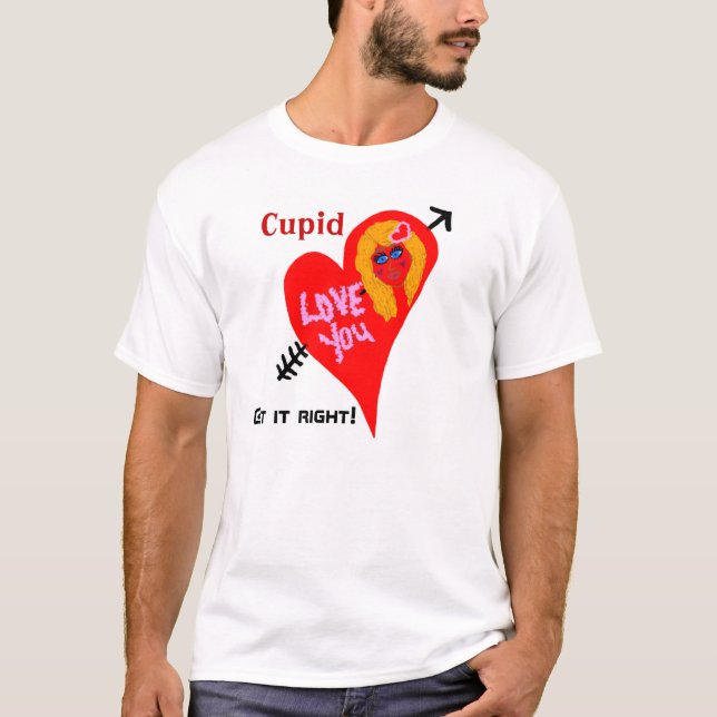 T-shirts Cupido - Arrancar a Loura do Coração Vermelho (Frente)