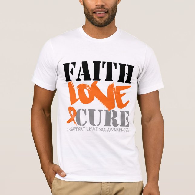 T-shirts Cura do amor da fé da leucemia (Frente)