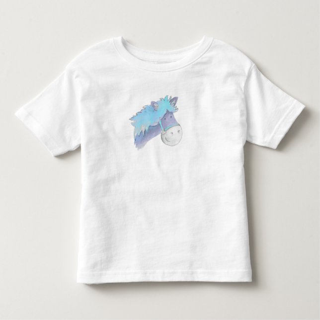 T-shirts Cute branco pintado de pinto azul (Frente)