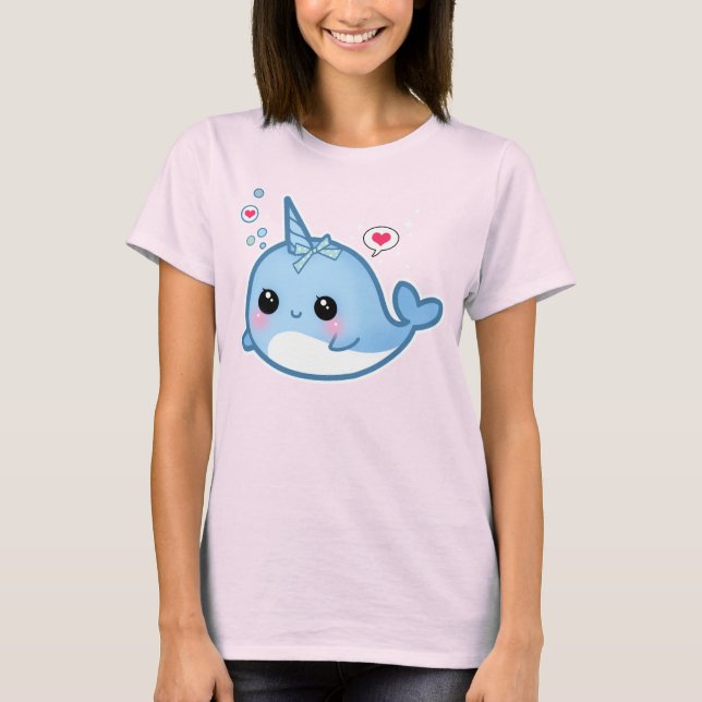 T-shirts Cute kawaii baby narwhal (Frente)