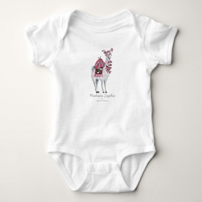 T-shirts Cute Llama Animal | Menina | Roupa de bebê (Frente)