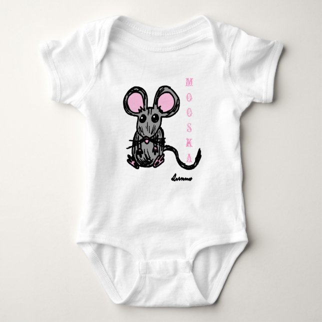T-shirts Cute Mooska Mouse Criança Creeper (Frente)