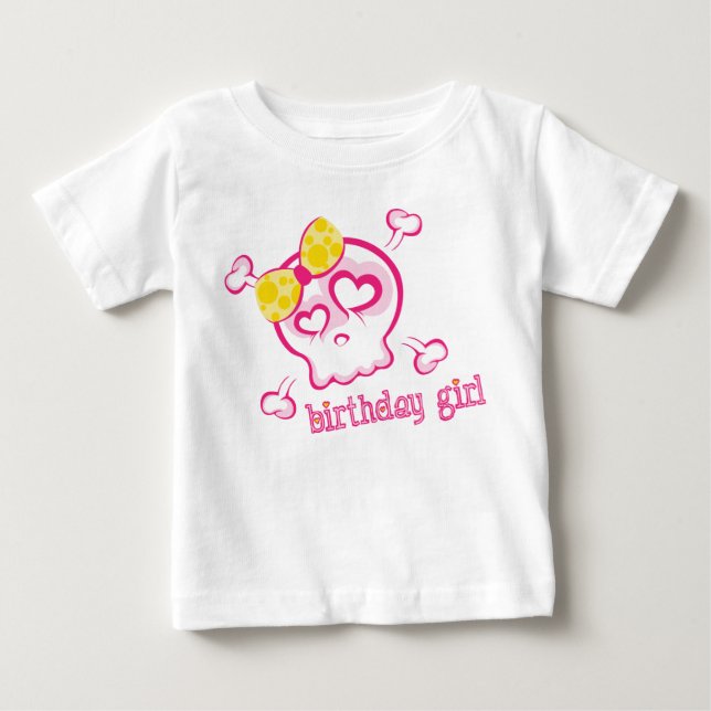 T-shirts Cutsie Artística Skull Girl Aniversário Design (Frente)
