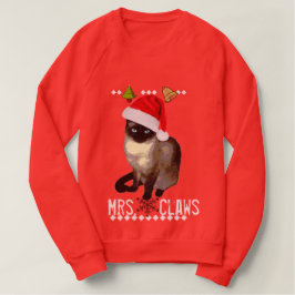 T-shirts Da "camisola feia do Natal do gato Siamese Sra.