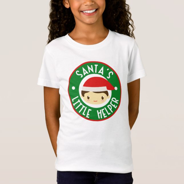 T-shirts Da menina pequena do ajudante do papai noel o (Frente)