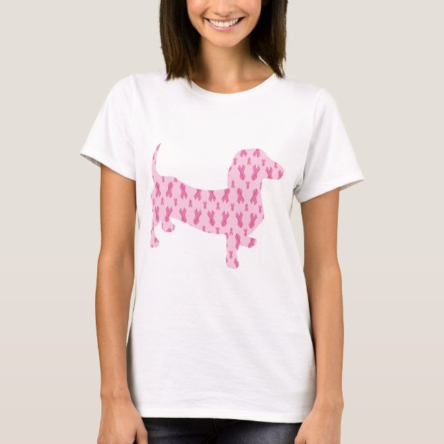 T-shirts Dachshund de Consciência do Cancer da Mama (Frente)