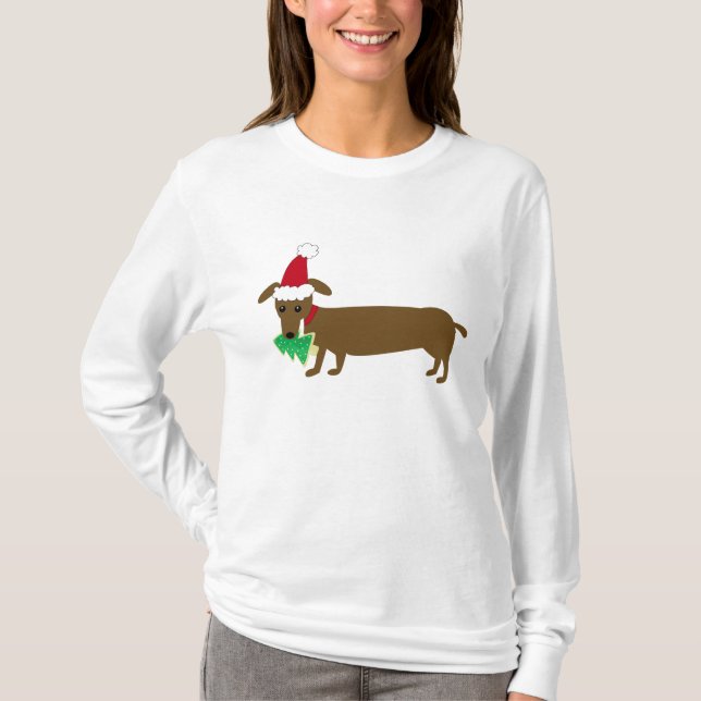 T-shirts Dachshund do Natal (Frente)