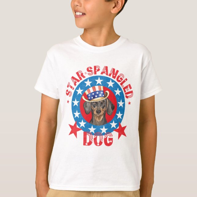 T-shirts Dachshund Patriótico (Frente)