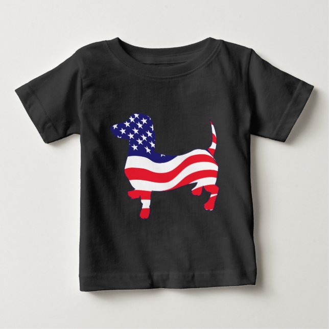 T-shirts Dachshund Patriótico (Frente)