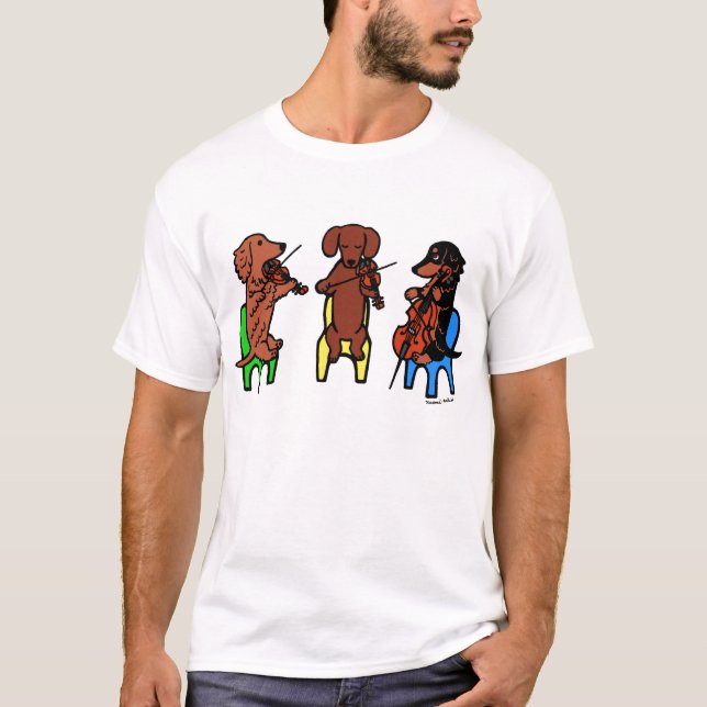 T-shirts Dachshund String Trio Musicians Tshirt (Frente)