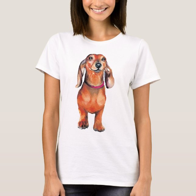 T-shirts Dachsund Red Doxie (Frente)