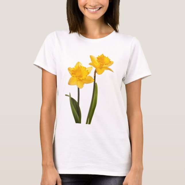 T-shirts Daffodils amarelos do primavera no branco (Frente)