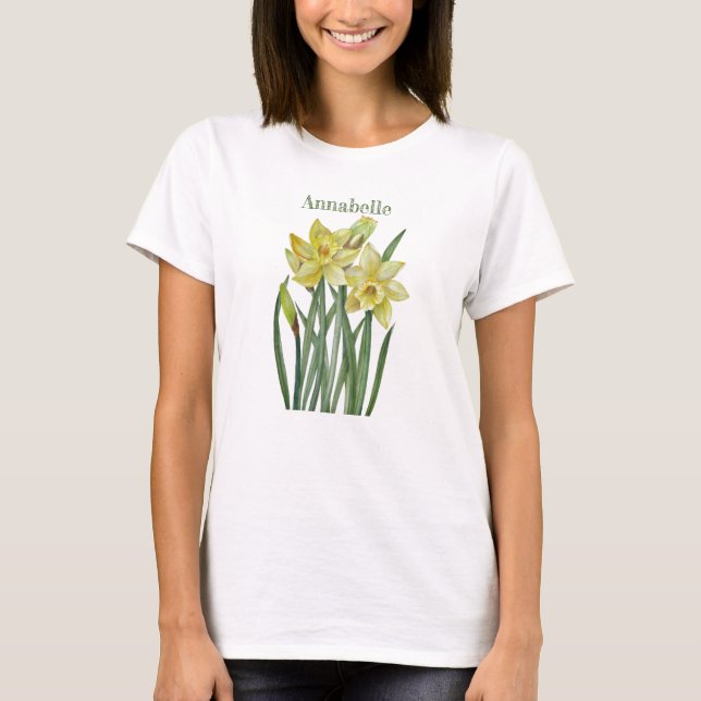 T-shirts Daffodils De Aquarela Ilustração De Retrato De Flo (Frente)