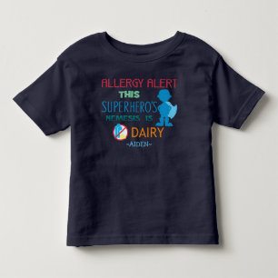 T-shirts Dairy Allergy Alert Super-herói Boy Silhouette