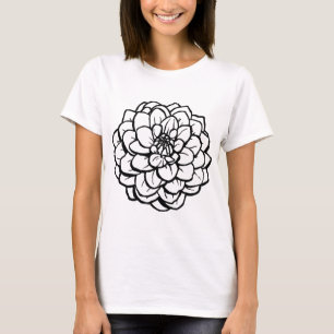 T-shirts Dália grande da caneta e da tinta - preto no