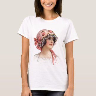 T-shirts Dama de Vintagem na Folha de Seda Fludida