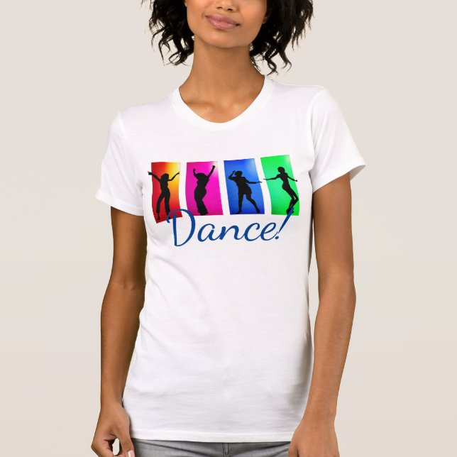 T-shirts Dança colorida das mulheres (Frente)