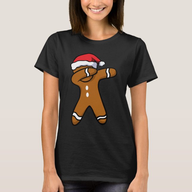 T-shirts Dança de Natal Dabbing Gingercake Man Cookie (Frente)