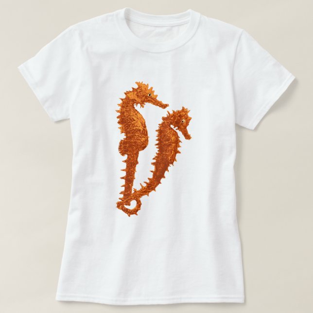 T-shirts Dança Dos Cavalos-marinhos (Laranja) (Frente do Design)