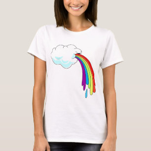 T-shirts Das mulheres Puking do arco-íris da nuvem a Capa