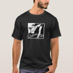 T-shirts De baixo para cima: despedida de solteiro<br><div class="desc">Sair à noite com os rapazes para uma despedida de solteiro antes do casamento. Uma mulher vestindo um biquíni maiô se curva para tomar uma bebida de um taça gigante de champanhe em uma boate. As palavras "De baixo para cima" impressas abaixo da ilustração de alto contraste.</div>