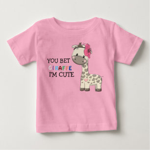 T-Shirts de Bebê, Girafa Rosa Personalizada