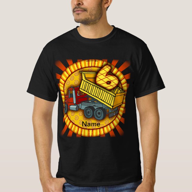 t-shirts de caminhões de 6 Birthday Dump (Frente)