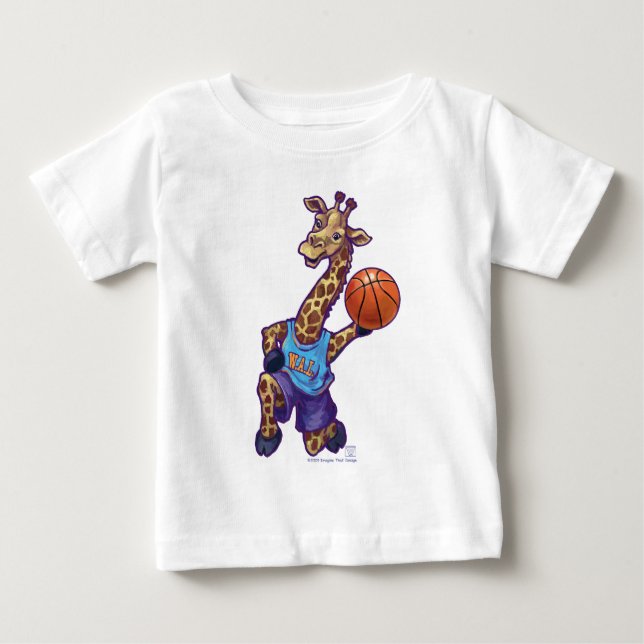 T-Shirts de Criança Girafa de basquete (Frente)