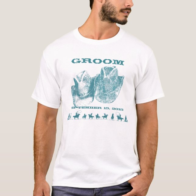 T-Shirts de Festa de casamento do Groom Ocidental (Frente)