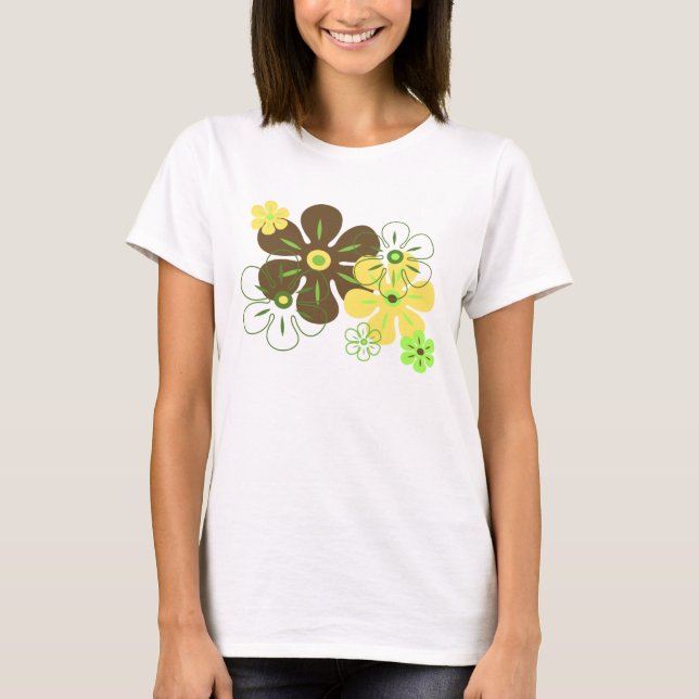 T-Shirts de Gal Tropical de Chuva Flor (Frente)