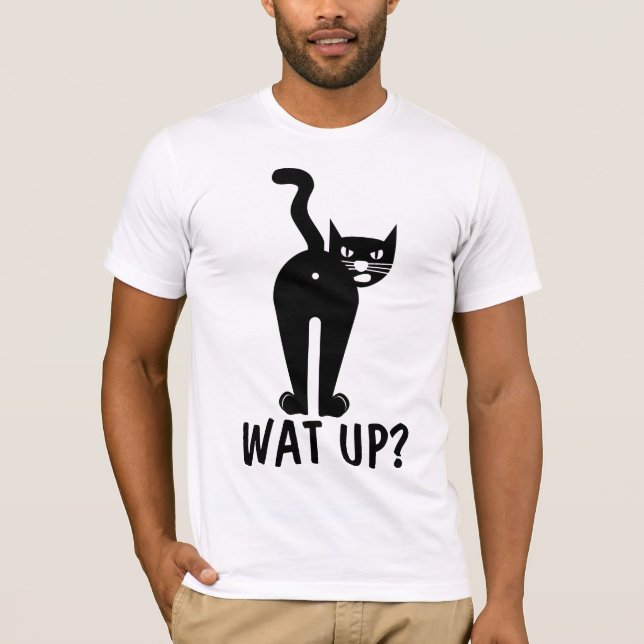 T-shirts de gato engraçadas. O QUE SE PASSA? (Frente)
