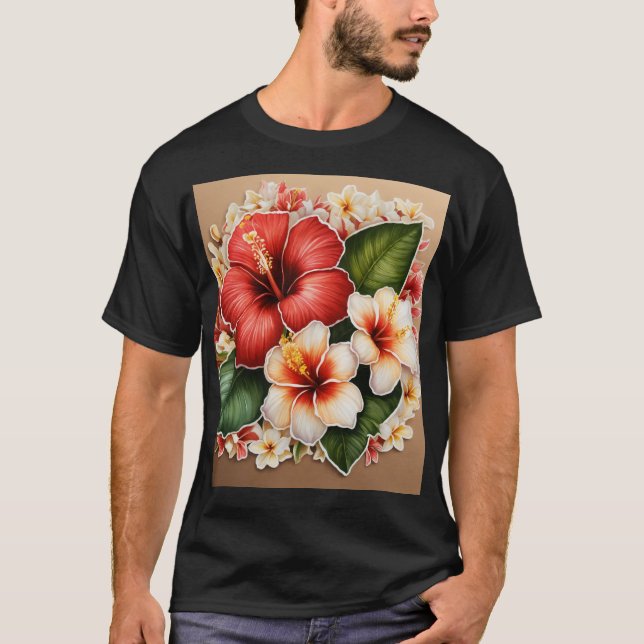 T-Shirts de Impressão Floral Elegante (Frente)