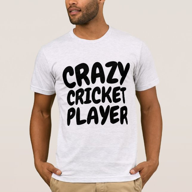 T-shirts DE JOGADOR DE CRICKET LOUCO LOUCO (Frente)