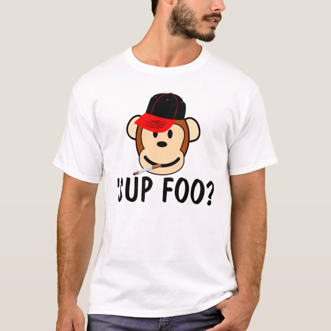 T-shirts de macaco engraçadas, "sup foo? (Frente)