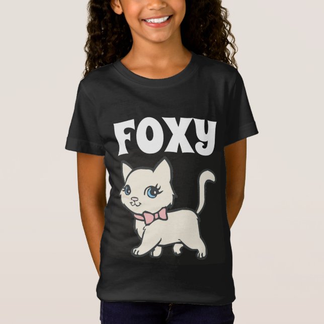 T-SHIRTS DE MENINAS MULHERES DE GATO DE FOXY (Frente)