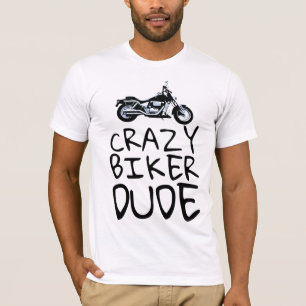 T-shirts de motocicleta masculina, "CRAZY BIKER DU