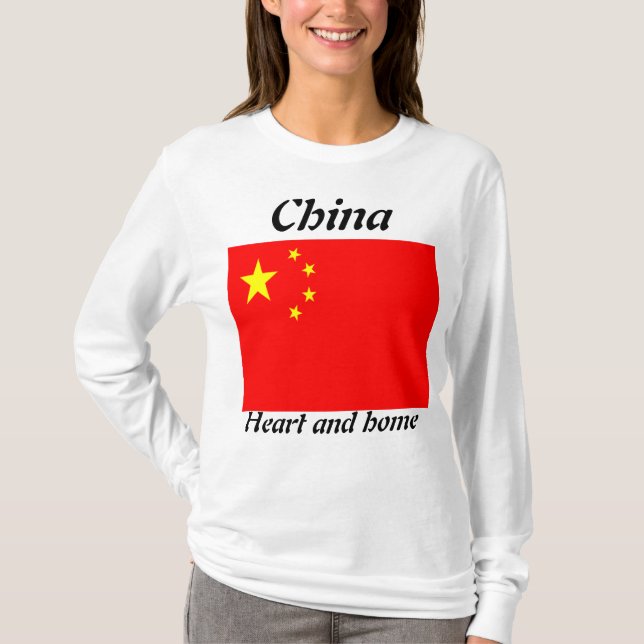 t-shirts de mulheres do coração e da china (Frente)